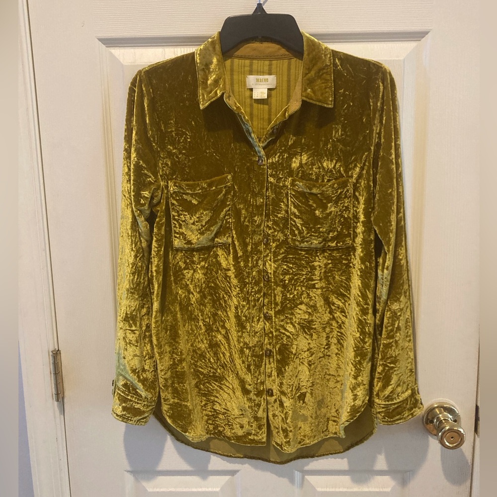 Maeve Anthropologie Burnout Crushed Velour Gold Boho Whimsigoth Festival WM SZ 0 - Picture 4 of 14